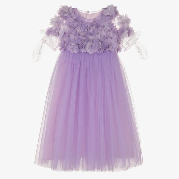 Junona Girls Floral Appliqué Tulle Maxi Designer 2 Piece Dress Size 9-10 Years